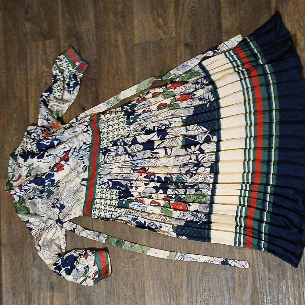 Dalia Macphee Tie Neck Printed Midi Dress. - Picture 16 of 16